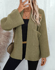 Women's Long V Neck Solid Color Cardigan