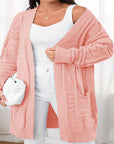 Open Front Dual Pockets Long Sleeve Cardigan
