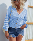 Women's V-Neck Button Front Long-Sleeved Knitted Cardigan