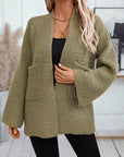 Women's Long V Neck Solid Color Cardigan