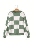 Women's Casual Style Plaid Contrast Color Sweater