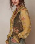 Half-Zip Floral Print Blouse