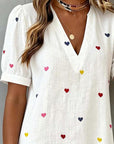 Colorful Heart Print V-Neck Dress