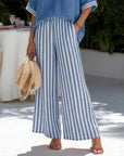 V-Neck Batwing Sleeve Stripe Wide Leg Pants Set