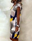 Round Neck Tie-Dye Printed Dress