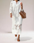 Chic Maxi Dress with Intricate Lace Design