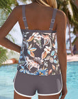 Square Neck Sleeveless Printed Tankini