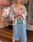 Colorful Floral Print Casual Blouse
