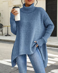 High Collar Irregular Loose Sweater