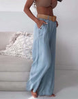 Washed Denim Wide-Leg Pants