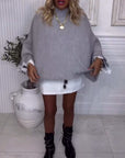 Batwing Sleeve Lace Panel Sweater