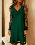 Swing Collar Solid Color Patchwork Dress