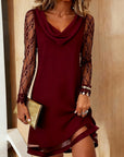 Swing Collar Solid Color Patchwork Dress