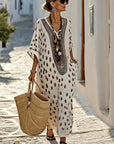 V-Neck Polka-Dot Resort Print Dress