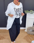 Round Neck Irregular Letter Print Top