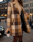 Elegant Plaid Double-Breasted Coat for Fall and Winter