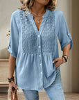 Plus Size Lace Spliced Shirt