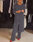 Elegant Polka Dot Slit suit