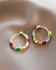 Trendy Gold Plated Enamel Earrings