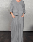 Cotton Linen Short Sleeve Two Piece Set