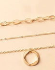 Vintage Gold Layered Chain & Pendant Necklace