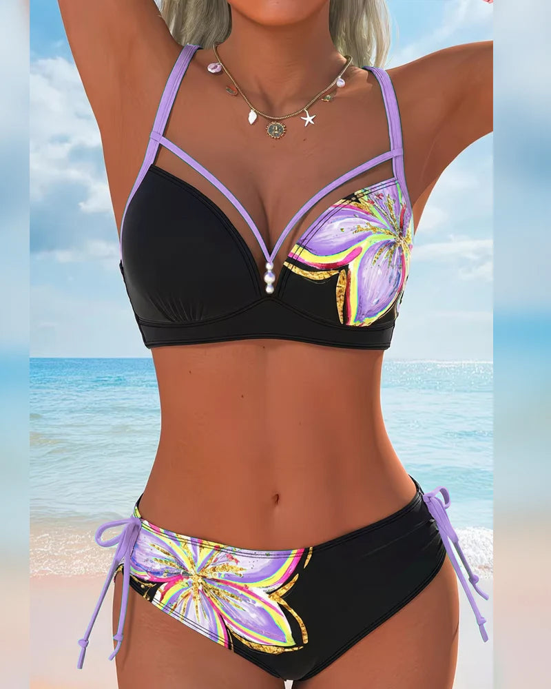Bralette Lace-Up Printed Bikini