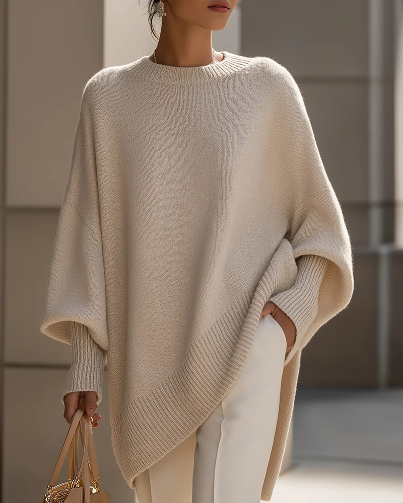Round Neck Loose Mid-Length Sweater