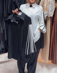 Contrast Line Long-Sleeved Shirt