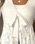 Solid Color Bell Sleeve V-Neck Blouse