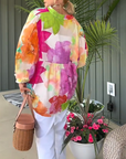 Oil Painting Style Long-Sleeved Blouse