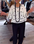V-Neck Polka Dot Loose Blouse