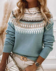 Long Sleeve Printed Pullover Sweater