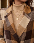 Elegant Plaid Double-Breasted Coat for Fall and Winter