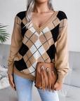 Textured V-Neck Knit Sweater