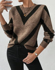 Geometric-Print Crew Neck Sweater