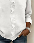 Ruffle V-Neck Long-Sleeve Blouse