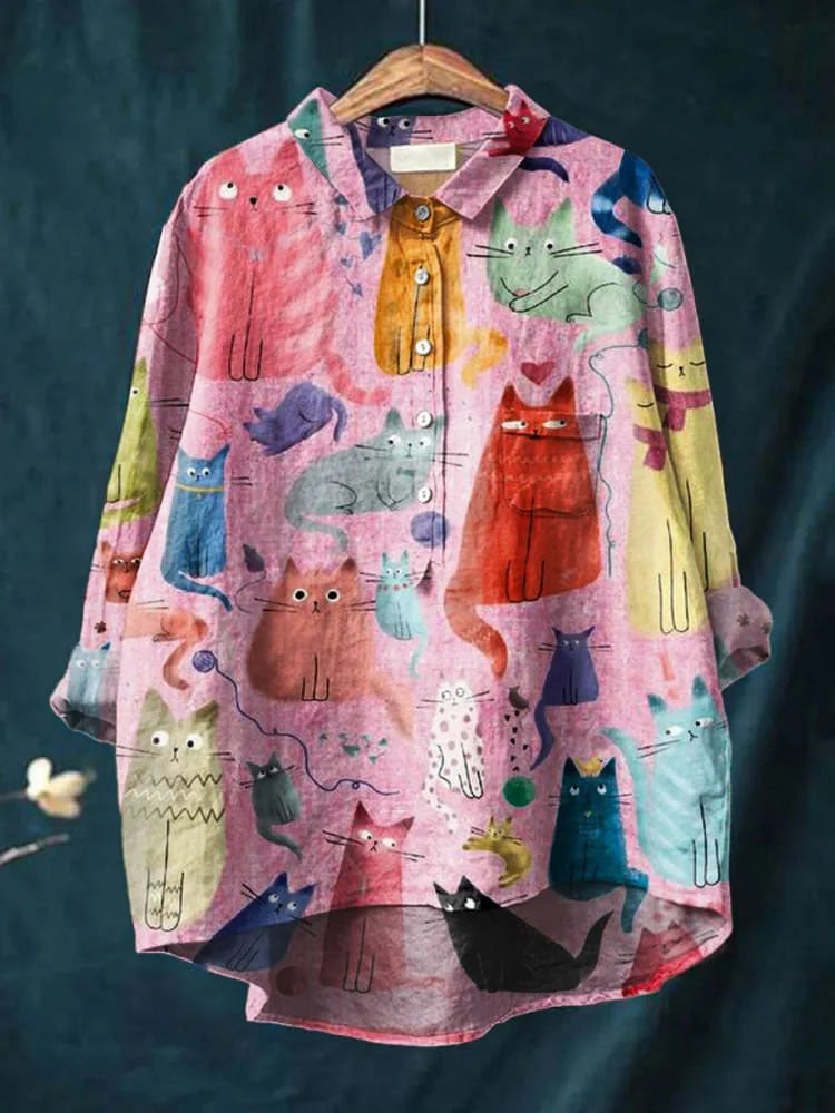 Uluru Graphic Shirt with Cat Illustration