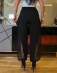 Elastic Waist Lace-Paneled Pants