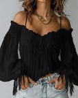 Lace And Tassel Off-The-Shoulder Top