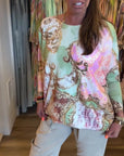 Print Loose Drop Shoulder Long Sleeve Top