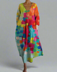 Boho Style Colorful V-Neck Dress