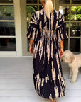 Boho Style V-Neck Three Quarter Dress