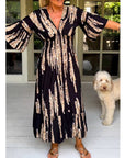 Boho Style V-Neck Three Quarter Dress