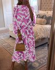 Temperament Printed Lantern Sleeves Casual Dress Set