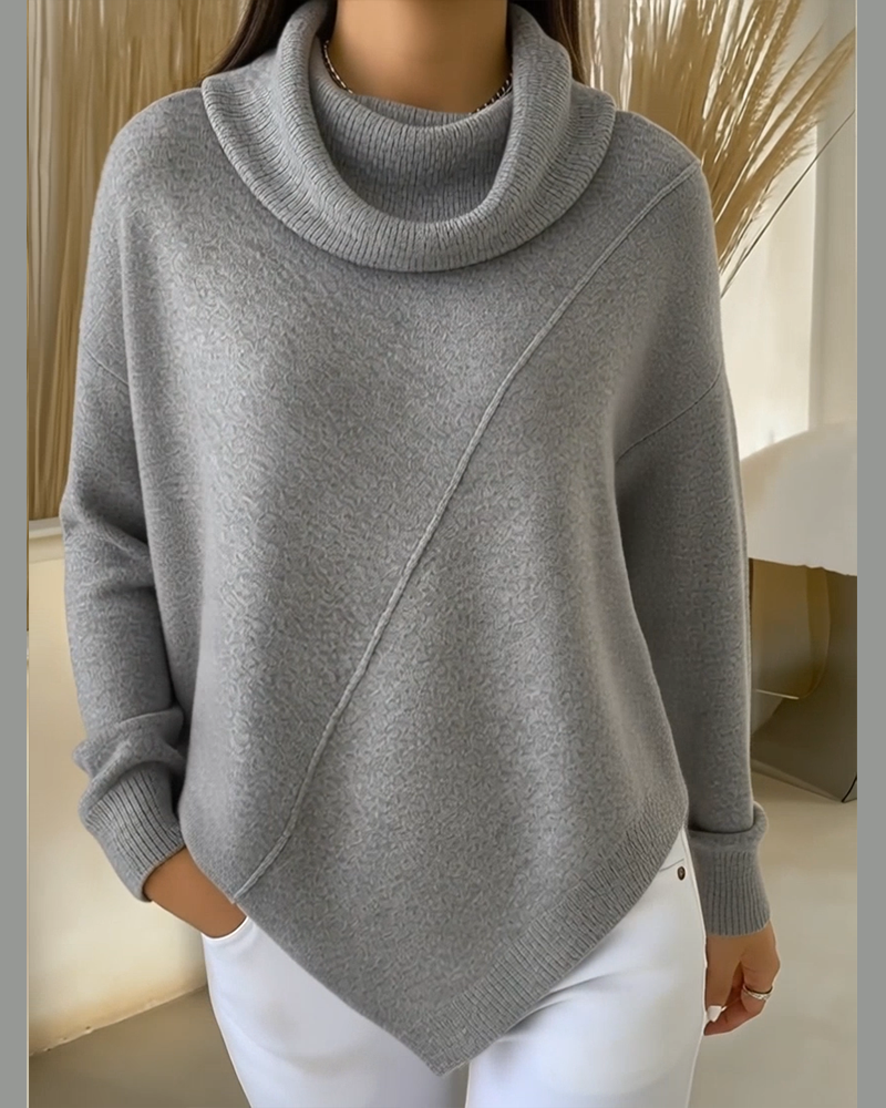Asymmetrical Cowl Neck Sweater