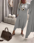 Solid Color Long Sleeve Casual Jumpsuit