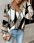 V-Neck Hollow Leopard Print Sweater