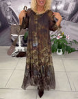 Elegant Floral Print Long Dress