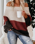 Women's Off Shoulder Casual Long Sleeve Sweater