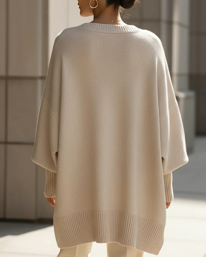 Round Neck Loose Mid-Length Sweater